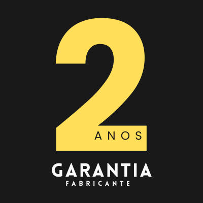 Número 2 amarelo com texto Garantia Fabricante em fundo preto
