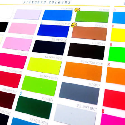 Carta de cores padrão com amostras coloridas e códigos textuais