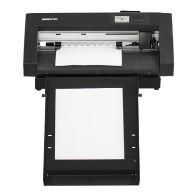 Impressora de grande formato preta a imprimir