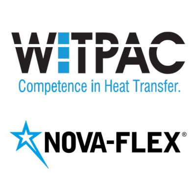 Logótipos WITPAC e NOVA-FLEX com texto e ícones em azul e preto