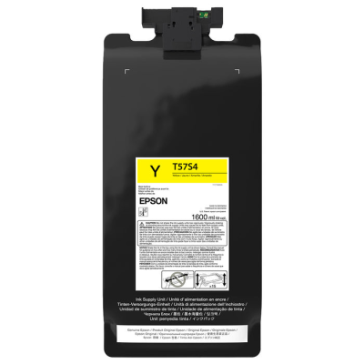 Recarga de tinta Epson amarela T5754 de 1600 ml em embalagem preta