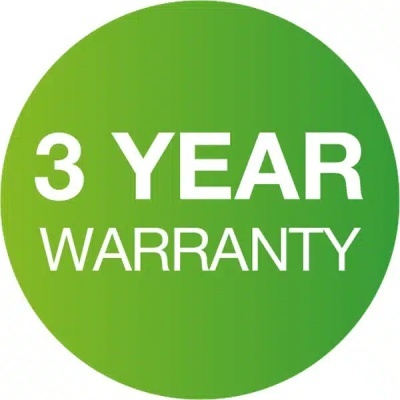Etiqueta verde a indicar 3 anos de garantia