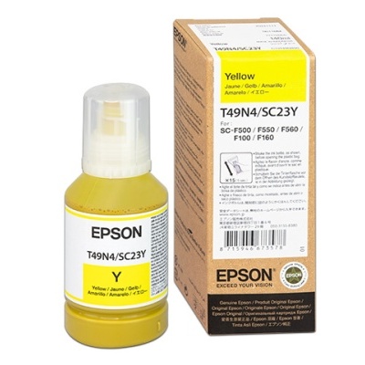 frasco e caixa de tinta amarela Epson para impressora