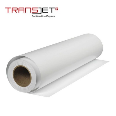 Rolo branco de papel para sublimação com texto TRANSJET