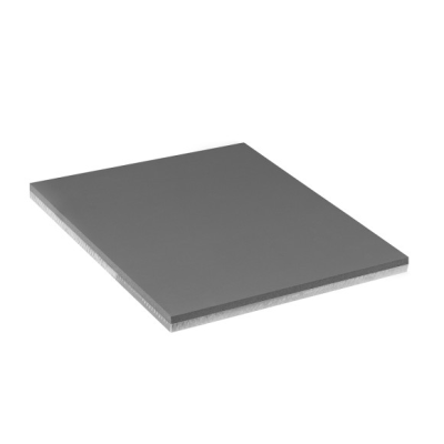 Painel retangular cinzento com camada superior lisa e bordas brancas