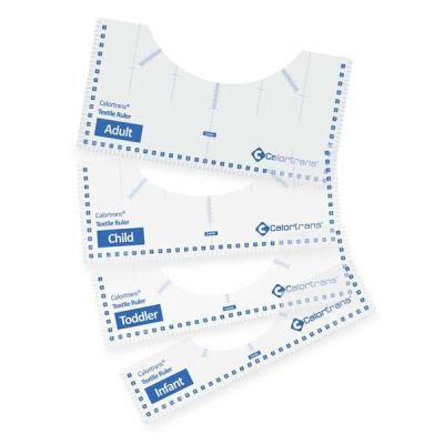 Conjunto de quatro réguas têxteis Calortrans para várias idades