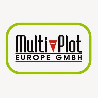 Logotipo com texto Multi Plot EUROPE GMBH e triângulo vermelho