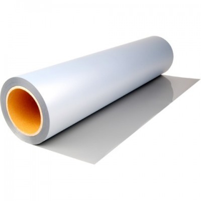 Rolo de vinil adesivo branco com núcleo amarelo em cartão