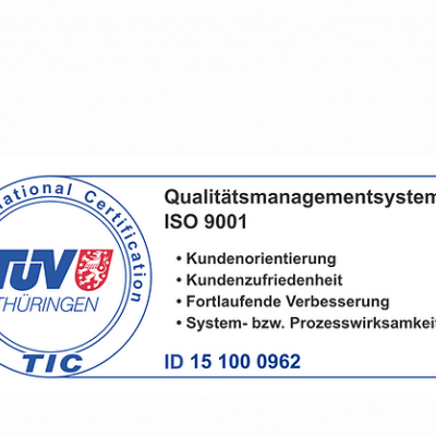 Etiqueta de certificação TÜV Thüringen ISO 9001