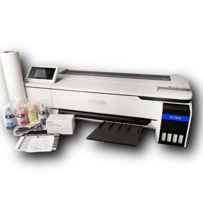 Impressora Epson SC-F500 com tintas, rolo de papel e CD