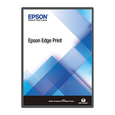 Caixa do software Epson Edge Print com design azul e branco
