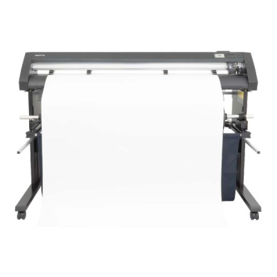 Impressora grande formato preta com papel branco