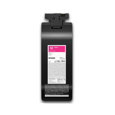 Cartucho de tinta Epson magenta T54L3 em embalagem preta com etiqueta colorida