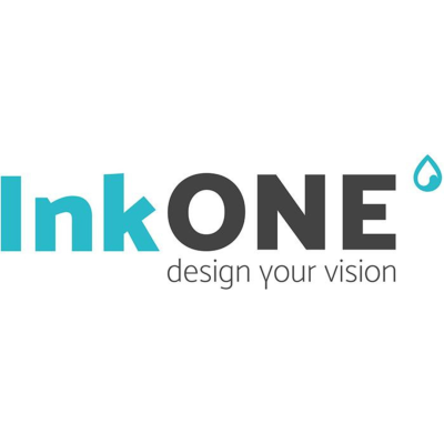 Logótipo com texto InkONE e ícone de gota azul