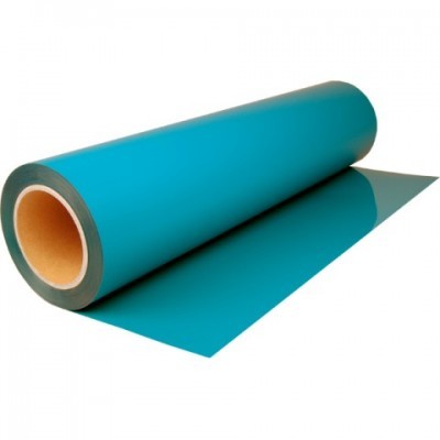 Rolo de filme plástico azul com núcleo de cartão