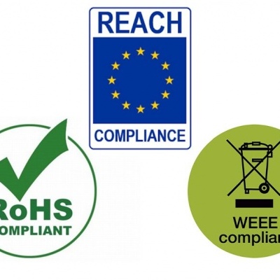 Símbolos de conformidade RoHS, REACH e WEEE