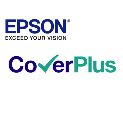 Logótipo EPSON com texto EXCEED YOUR VISION e marca CoverPlus