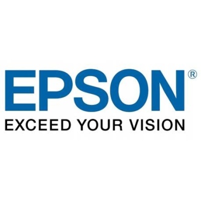 Logótipo da Epson com texto EXCEED YOUR VISION em fundo branco.
