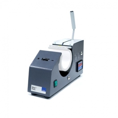 Máquina de pressão manual para selar copos cinzenta com pega branca