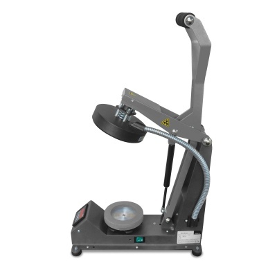 Máquina de pressão manual cinzenta com braço articulado e base