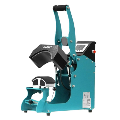 Máquina de prensagem térmica para canecas azul com alavanca preta e visor digital