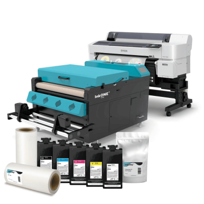Impressoras grandes para grandes formatos Epson e InkONE com cartuchos de tinta e rolos de papel