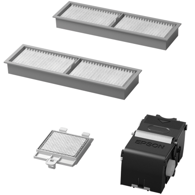 Filtros retangulares e quadrado e componente de impressora preto Epson