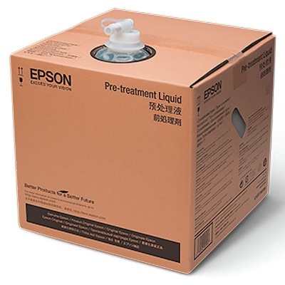 Caixa de papelão castanha EPSON Pre-treatment Liquid com válvula branca