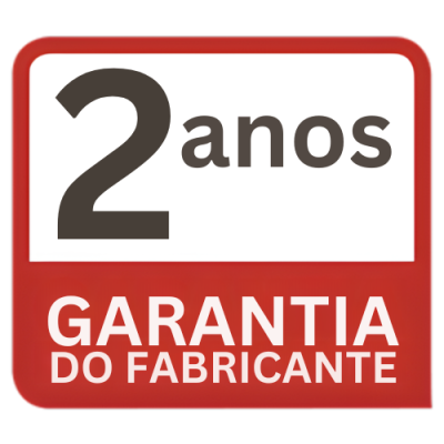 Selo de garantia de 2 anos do fabricante em vermelho e branco