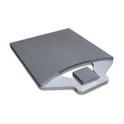 Suporte metálico cinza com bloco quadrado adicional