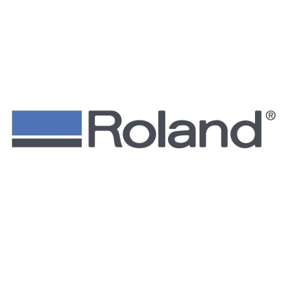 Logótipo da marca Roland em azul e preto
