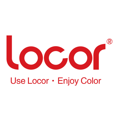 Logótipo vermelho da Locor com o texto 'Use Locor · Enjoy Color' em fundo branco