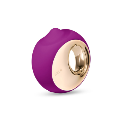 Vibrador feminino roxo com detalhe dourado e marca LELO