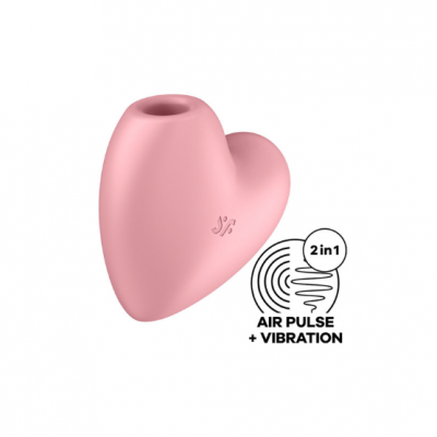 Produto rosa em forma de coração com '2 in 1 AIR PULSE + VIBRATION' indicado