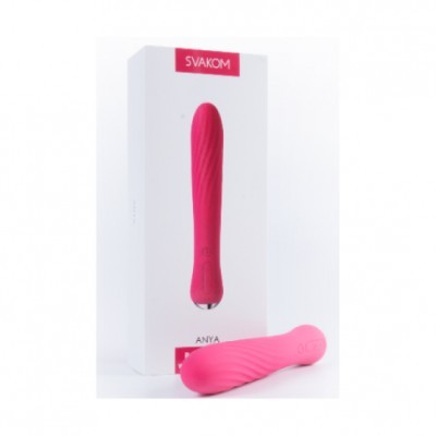 Vibrador rosa com embalagem branca e logótipo SVAKOM