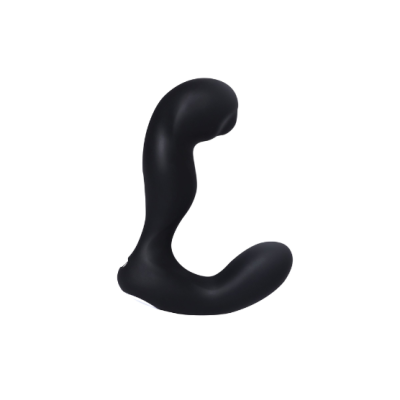 Dispositivo preto curvado com textura lisa sobre fundo branco