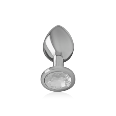 Plug metálico prateado com pedra brilhante
