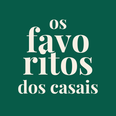 Texto os favoritos dos casais em letras claras sobre fundo verde escuro