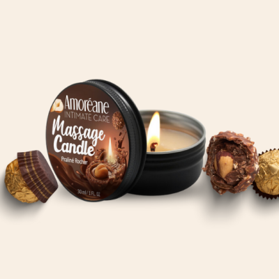 Vela de massagem Amoréane e bombons de chocolate
