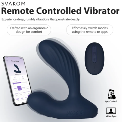 Vibrador controlado remotamente SVA-KOM azul escuro com comando e app