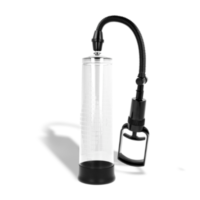 Bomba de vácuo transparente com base e componentes pretos e pega ergonómica