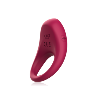 Anel vibratório rosa escuro CICI Beauty em fundo branco