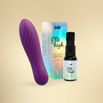 Vibrador roxo com textura espiral e óleo de cânhamo Intt Clit me high