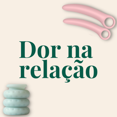 Texto Dor na relação e objetos de silicone rosa e azul claro sobre fundo bege