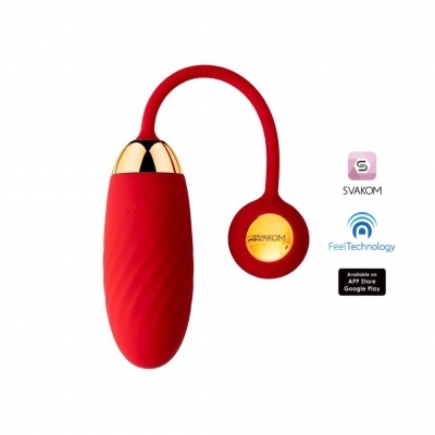 Vibrador vermelho SVAKOM com controlo remoto e logos