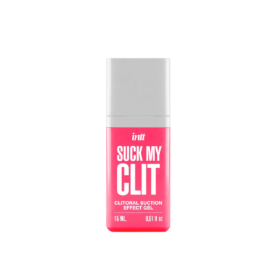Frasco rosa com tampa branca de gel efeito sucção clitoriana SUCK MY CLIT