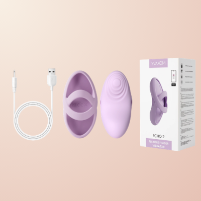 Vibrador flexível lilás SVAKOM ECHO 2 com cabo USB e embalagem