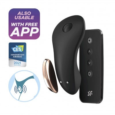 Dispositivos eletrónicos pretos com selo CES 2021 e texto APP