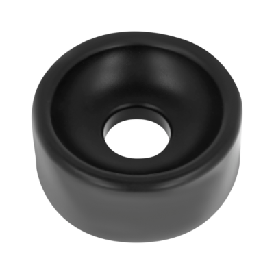 Pneu skate preto com buraco central, superfície lisa