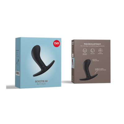 Caixas de embalagem azul e castanha para plugue anal preto